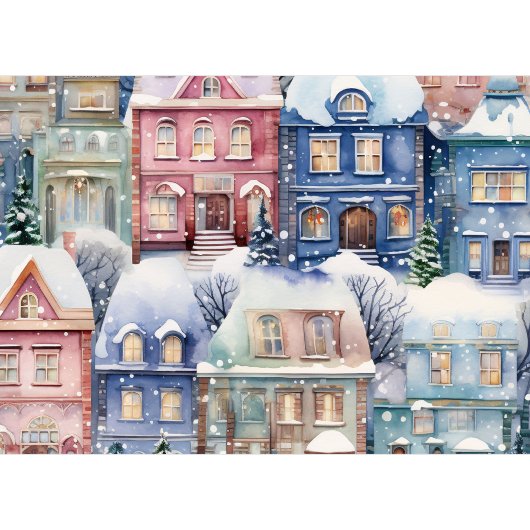 Any Text Snowy Homes Holiday Card シーズンカード