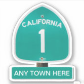 ANY TOWNでカスタマイズ可能なカリフォルニア高速道路1 シール (正面)