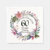 Any Wedding (60) Elegant Floral Anniversary スタンダードカクテルナプキン (正面)