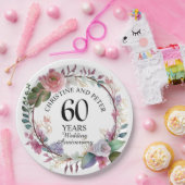 Any Wedding (60) Elegant Floral Anniversary ペーパープレート (パーティー)