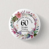 Any Wedding (60) Elegant Floral Anniversary Favor  缶バッジ (正面)