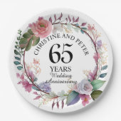 Any Wedding (65) Elegant Floral Anniversary ペーパープレート (正面)