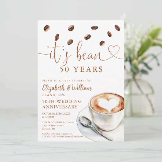 Any Wedding Anniversary Year Coffee Themed 招待状 (スタンド正面)