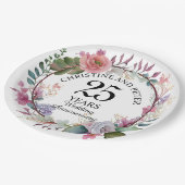 Any Wedding Elegant Floral Anniversary ペーパープレート (アングル)
