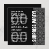 Any Yearサプライズ誕生日モダンBlack WhiteW1774 招待状 (正面/裏面)