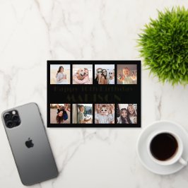 ANY Yearハッピーバースデー8 Photo Collage Black 箔グリーティングカード