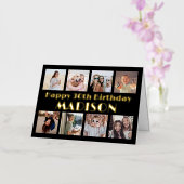 ANY Yearハッピーバースデー8 Photo Collage Black 箔グリーティングカード (蘭)