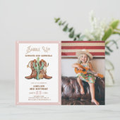 any yearピンクウェスタン女性のカーボーイ誕生日招待状 招待状 (スタンド正面)