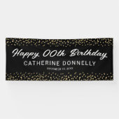 Any Yearブラック金ゴールドハッピーバースデー 横断幕 (横)