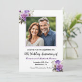 Any Year 結婚 Anniversary Purpleバラ写真 セーブザデート (スタンド正面)