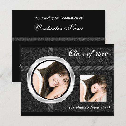 Any Year~ 2 Photo Black卒業発表 招待状 (正面/裏面)