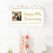 Any Year Anniversaryフォト金ゴールドストリングライト 横断幕 (インサイチュ)