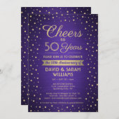 ANY YEAR ANNIVERSY応援紙吹雪紫と金ゴールド 招待状 (正面/裏面)