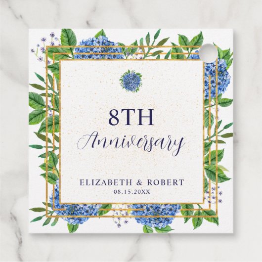 Any Year Blue Hydrangea Wedding Anniversary フェイバータグ (裏面)