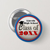 Any Year Graduation Cool Red, White & Blue Buttons 缶バッジ (正面&裏面)