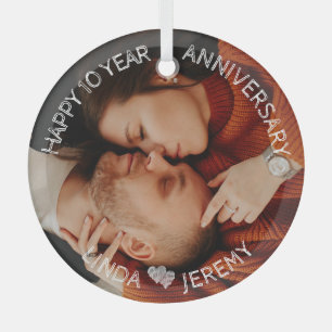 ANY YEAR HAPPY ANNIVERARYカスタム写真 ガラスオーナメント