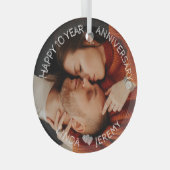 ANY YEAR Happy Anniversaryカスタム写真 ガラスオーナメント (正面右)