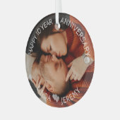 ANY YEAR Happy Anniversaryカスタム写真 ガラスオーナメント (正面左)