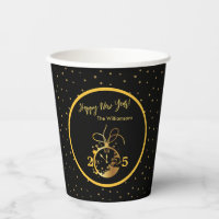 Any Year Happy New Year's Black金ゴールド時計