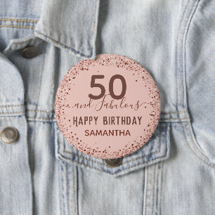 Any Year Pinkグリッター誕生日ボタン 缶バッジ