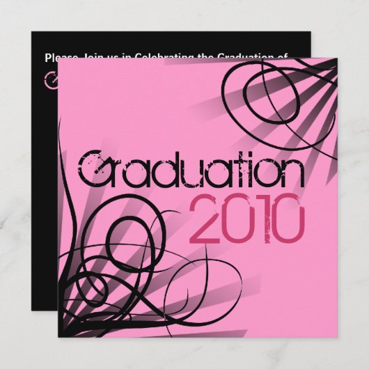 Any Year-Pink卒業パーティー招待状 招待状 (正面/裏面)