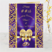 Any Year Purple金ゴールドパーソナライズされた記念日カード カード (黄色い花)