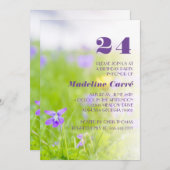 Any Year Purple Violet Birthday Partyお祝い 招待状 (正面/裏面)