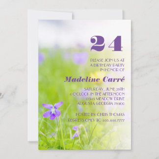 Any Year Purple Violet Birthday Partyお祝い 招待状