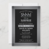 ANY YEAR SUPLISE ANNIVERSY エレガント Silver Black 招待状 (正面)
