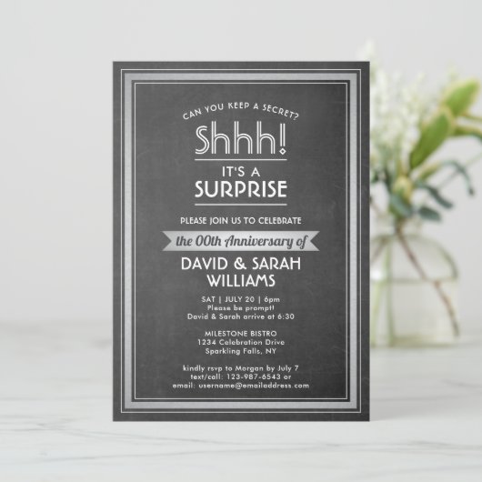 『ANY YEAR SUPLISE ANNIVERSY Chalkboard & Silver』 招待状 (スタンド正面)