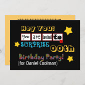 Any Year Suplise Birthday PartyテンプレートV02A 招待状 (正面/裏面)