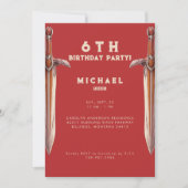 Any Year Swords Red Birthday Party Invitation 招待状 (正面)