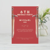 Any Year Swords Red Birthday Party Invitation 招待状 (スタンド正面)