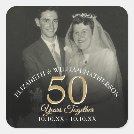 Any Year Togetherの結婚記念写真 スクエアシール (正面)