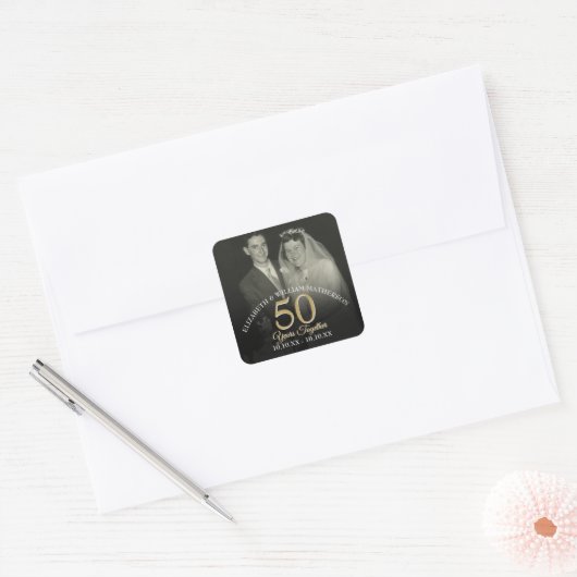 Any Year Togetherの結婚記念写真 スクエアシール (封筒)