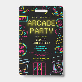 Any year video games arcade invitation birthday  バッジ