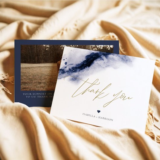 ANYAボホネイビーブルーウォーター色サンキューカード 招待状