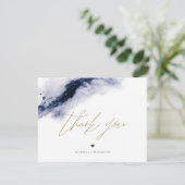 ANYAボホネイビーブルーウォーター色サンキューカード 招待状 (スタンド正面)