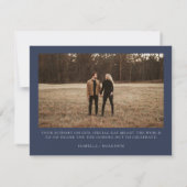 ANYAボホネイビーブルーウォーター色サンキューカード 招待状 (裏面)