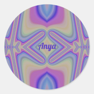 ANYA~パステルかわいらしシェードフラクタルパーソナライズされた ラウンドシール