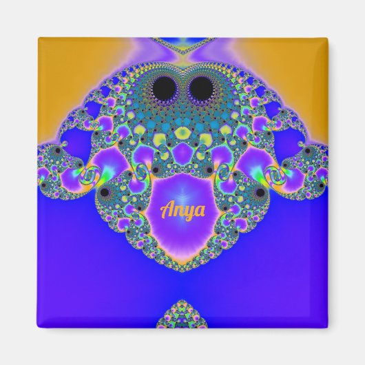 ANYA ～抽象芸術パターン～青紫色イエロー～ マグネット (正面)