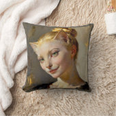 “Anya, Meticulously Content” – A Feminine Feline  クッション (ブランケット)