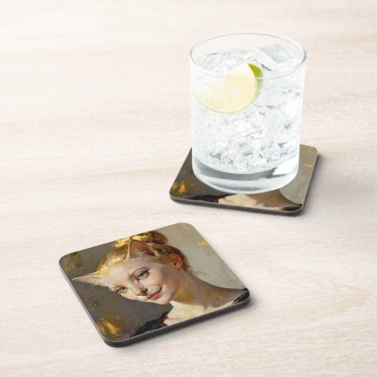 “Anya, Meticulously Content” – A Feminine Feline コースター (右側)