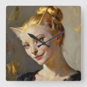 “Anya, Meticulously Content” – A Feminine Feline  スクエア壁時計 (正面)