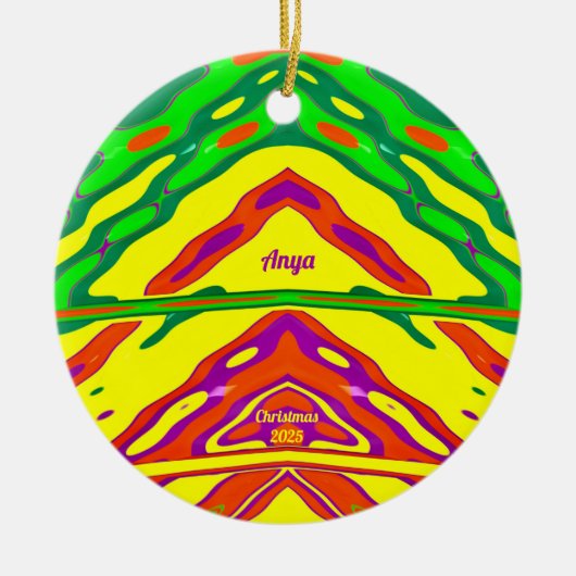 ANYA to 3Dクリスマスレッドグリーンイエロー2024 セラミックオーナメント (正面)