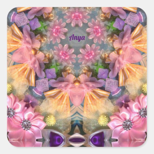 ANYA to Shades Yellow, Purple, Pink, Blue スクエアシール (正面)