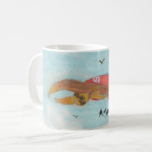 Anyhooと飛んでいるいうキャプション付きスーパースロット コーヒーマグカップ (正面左)