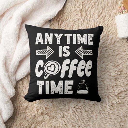 Anytime Isコーヒータイムカフェイン中毒誕生日 クッション (ブランケット)