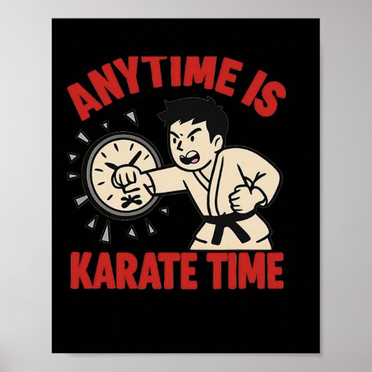 Anytime Is Karate Time Funny Punch Clock  ポスター (正面)