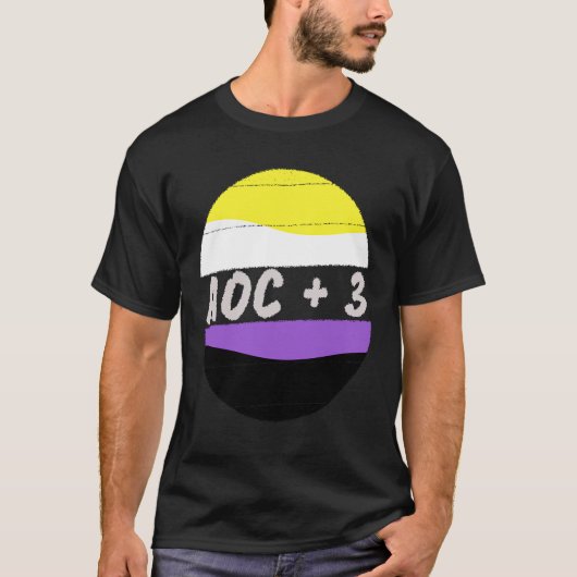 AOCプラス3非バイナリAlexandria Ocasio Cortezおよび Tシャツ (正面)